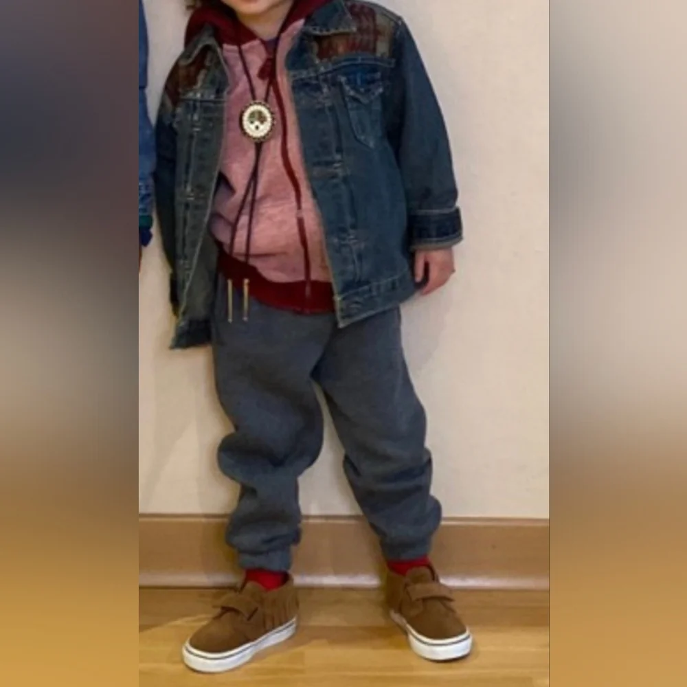 Upcycled Pendleton Scraps OshKosh B'gosh Kids' Dark Blue Denim Jacket 4T Western
